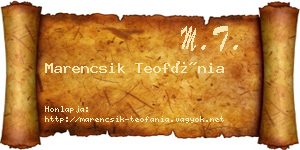 Marencsik Teofánia névjegykártya